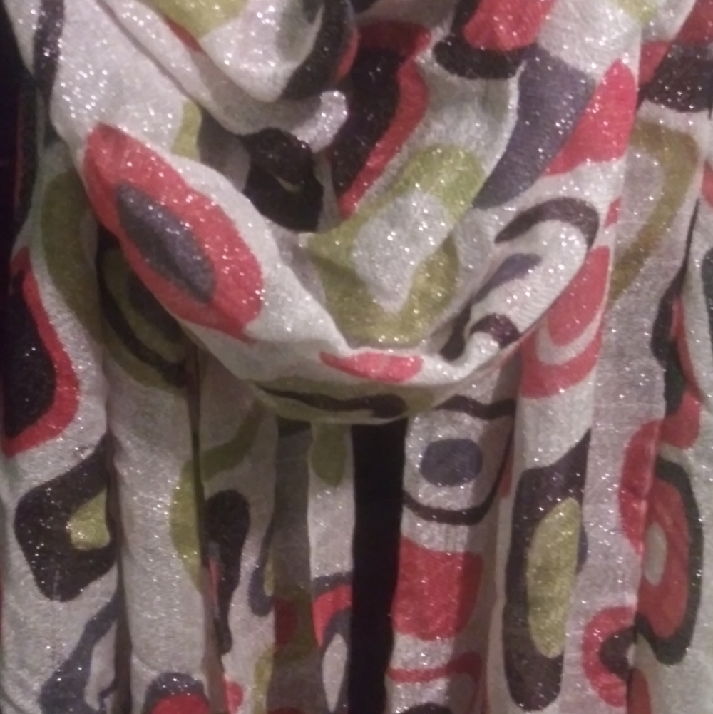 Fun Sparkly Art Deco Scarf, Approx. 72" L